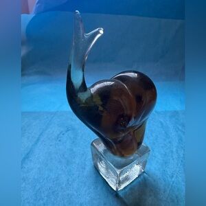 Elephant Figurine Paperweight Murano Style Art
Glass